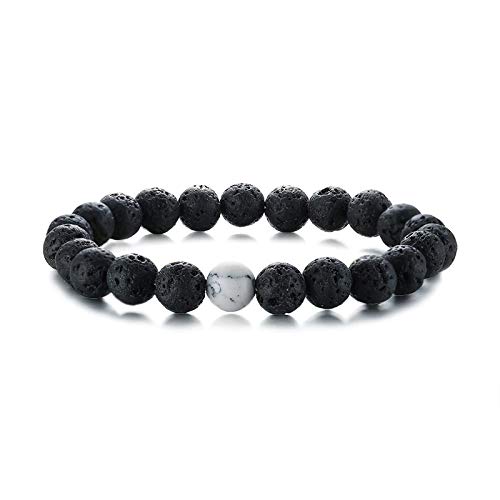 Asma Jewel House 2 Pcs Set Couples Distance Bracelets for Women Man Natural Stone White and Black Yin Yang Beads Best Friends Bracelet