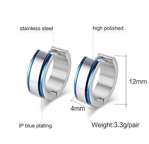 Asma Jewel House Small Stainless Steel Hoop Electric blue Earrings for Women Men