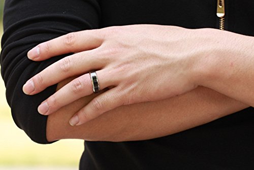 Asma Black 316 l Stainless Steel Anniversary/Promise/Couple Ring (Diameter: Women-1.7 cms; Men- 1.9cms)