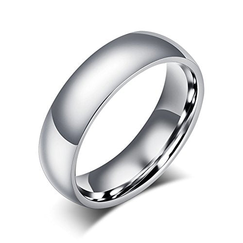 Asma Jewel House 6MM Wide Simple Classic Stainless Steel Silver Ring for Men