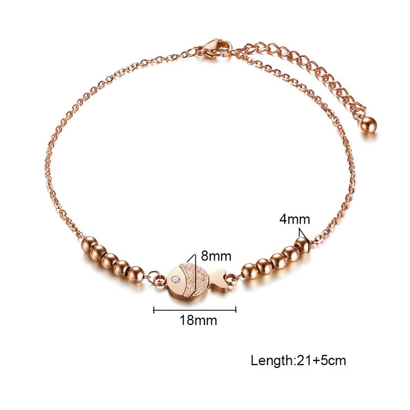 Asma Jewel House rose gold-plated stainless steel anklet for Girls Women (Fish)