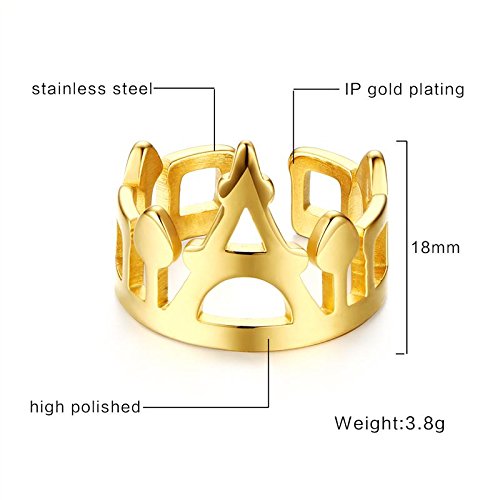 Asma Jewel House Gold Plated 316l Stainless Steel Crown Ring for Women/Girls