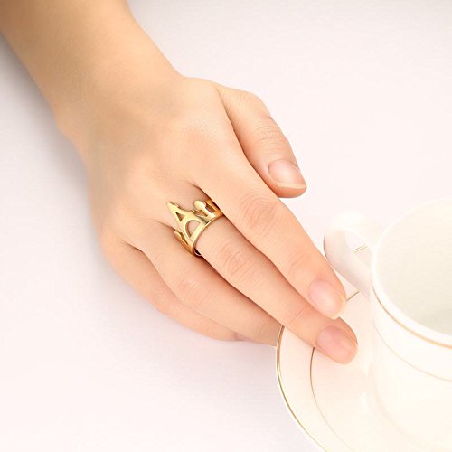 Asma Jewel House Gold Plated 316l Stainless Steel Crown Ring for Women/Girls