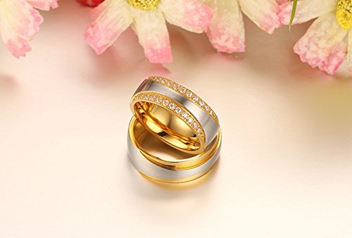 Asma Jewel House CZ Diamond 18K Gold Plating Lover's Wedding Engagement Couple Rings for His & Her