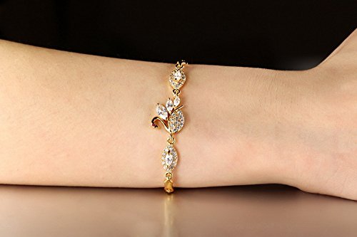 Asma Jewel House Gorgeous 18k Gold Plated Bangle Inlaid Swarovski Elements Crystal Swan Design Bracelet for women