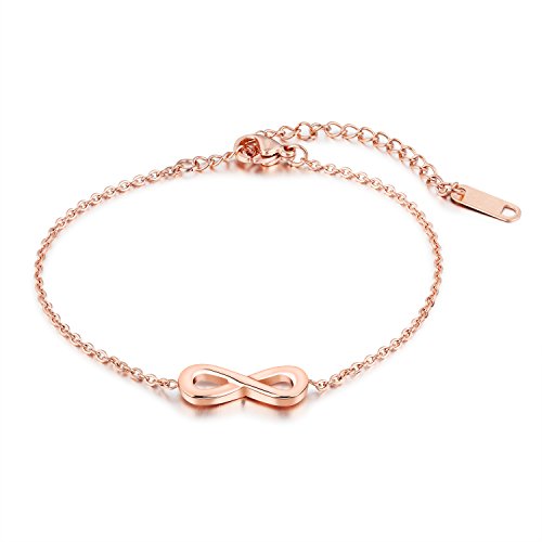 Asma Jewel House Infinity Symbol Rose Gold Color Stainless Steel Link Chain Anklet/Bracelet for Women/Girls (Gold)