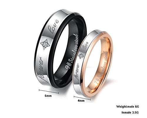 Asma Jewel House New Exquisite Titanium Stainless Steel Couple Ring