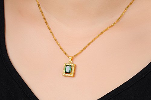 Asma 18k yellow gold plated rectangle shape austrian crystals necklace with earrings for women