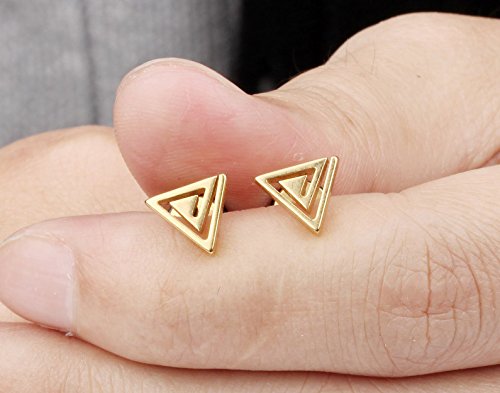 Asma Jewel House Gold Color Triangle Design Screw back Stud Earrings for Men (Pair)