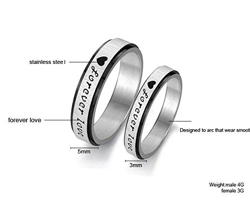 Asma Jewel House Heart Forever Love Silver Stainless Steel Couple Ring for Men and Women