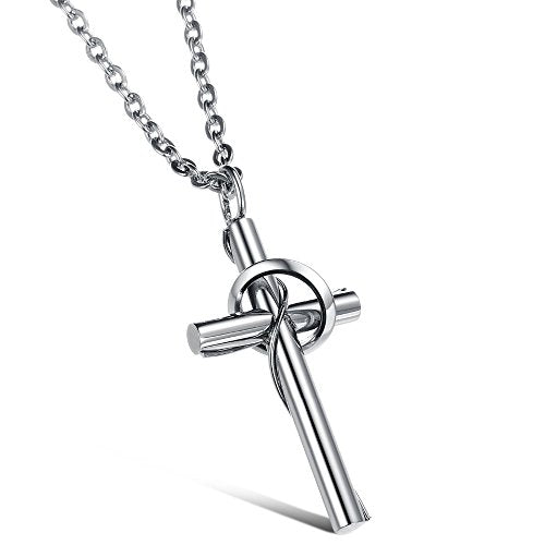 Asma Jewel House Cross and Ring Pendant with Stainless Steel Chain Lovers Necklace for Men