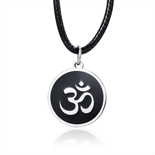 Asma Jewel House Buddha Namaste Ohm Om Aum Sanskrit Symbol Pendant Necklace for Men Women