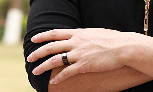 Asma Jewel House Black high Polish Simple Classic Circle Promise Band 316 L Stainless Steel Couple Ring