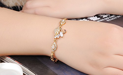 Asma Jewel House Gorgeous 18k Gold Plated Bangle Inlaid Swarovski Elements Crystal Swan Design Bracelet for women