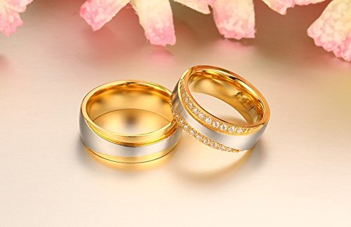 Asma Jewel House CZ Diamond 18K Gold Plating Lover's Wedding Engagement Couple Rings for His & Her