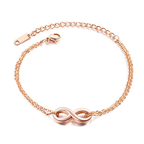 Asma Jewel House infinite 8 word wind double chain infinity gold color bracelet for Women