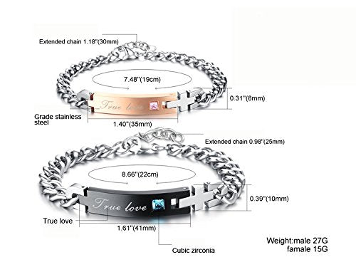 Asma Jewel House Stainless Steel True Love Couple Beautiful Bracelets for Men and Women