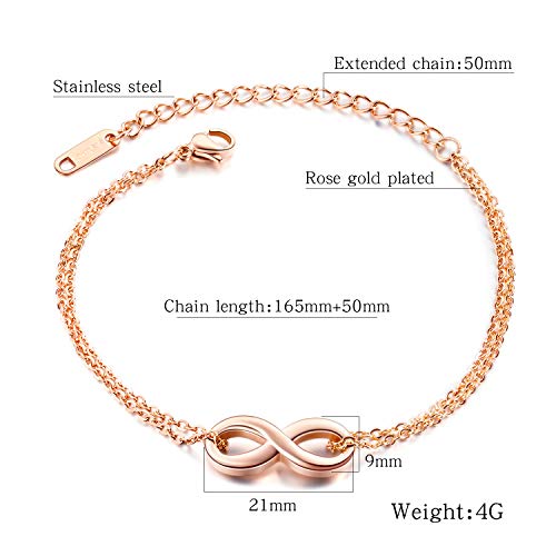 Asma Jewel House infinite 8 word wind double chain infinity gold color bracelet for Women