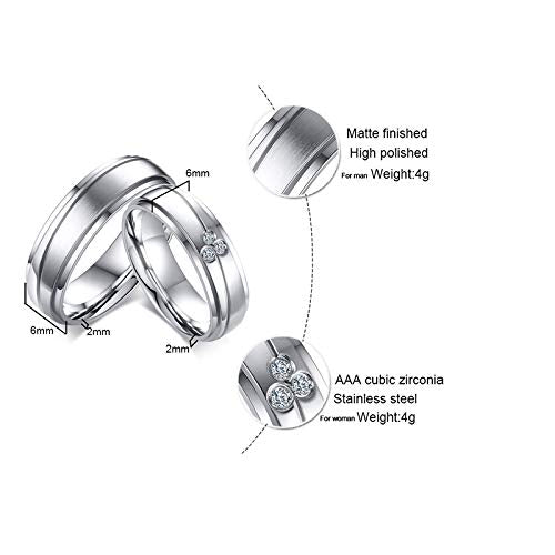 Asma Jewel House Engagement Stainless Steel Wedding Band Promise Finger Couple Ring for Men & Women