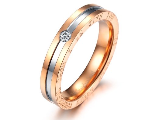 Asma Jewel House 316L Stainless Steel Black and Rose Gold Engagement/Wedding Couple Ring for Men and Women