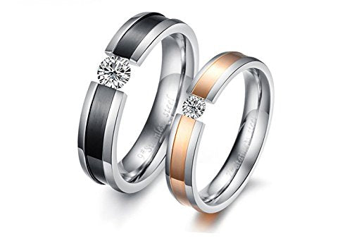 Asma 316L Stainless Steel Rose Gold Plated Couple Ring