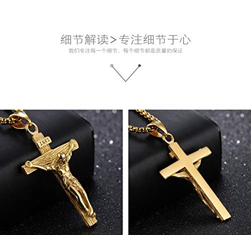 Asma Jewel House Stainless Steel Jesus Crucifix Cross Gold Plated Pendant Necklace for Men/Boys