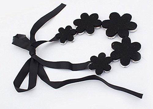 Asma Black Flower acrylics Ribbon Flower Necklace for Women