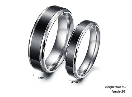 Asma Black 316 l Stainless Steel Anniversary/Promise/Couple Ring (Diameter: Women-1.7 cms; Men- 1.9cms)