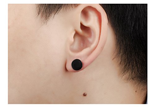 Asma Jewel House Dumbbell Design Man Fashion Stainless Steel Black Stud Earrings for Men (Pair)