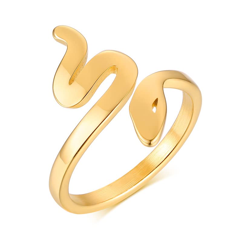 Asma Jewel House 2MM stainless steel open ring snake ring for Women (Gold)