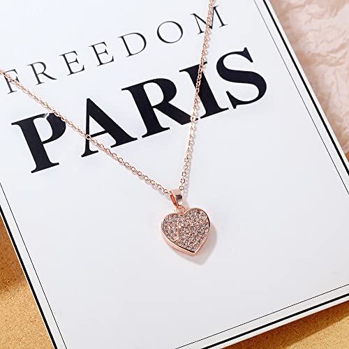 Asma Jewel House high-end love rose gold plated stainless steel heart pendant necklace for women