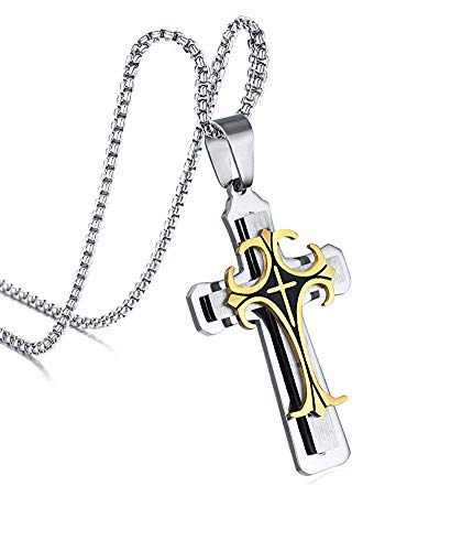 Asma Jewel House Stainless Steel Vintage Christian Crucifix Catholic Cross Pendant Necklace for Men/Boys