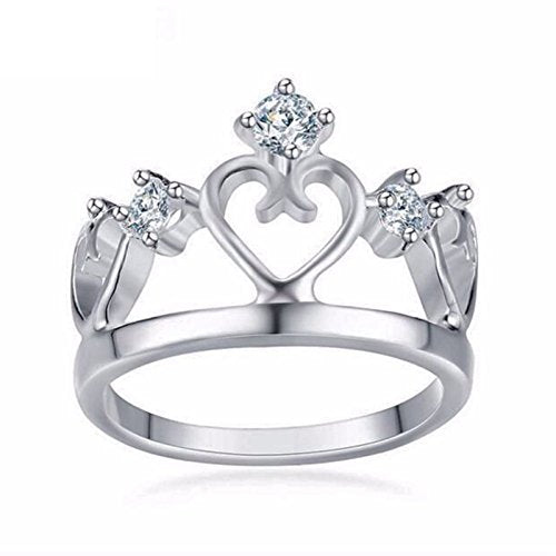 Asma Jewel House Elegant Crown CZ Stones Heart Shaped Ring for Women/Girls