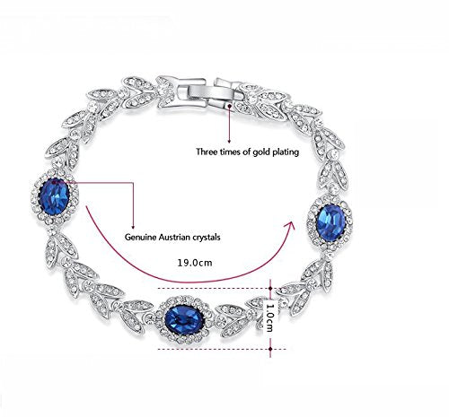 Asma Platinum Plated cz Blue Crystal Bracelet for Women