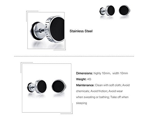 Asma Jewel House Unisex Titanium Steel Great Wall Lines Round Tunnel Plug Stud Earrings for Men & Women (Pair)