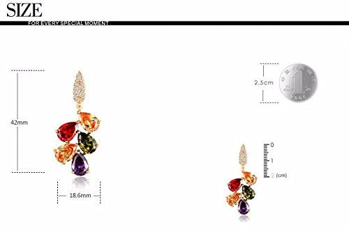 Asma 18K Rose Gold Plated Pearl Cut Multi Color Mona Lisa AAA+ Cubic Zircon Drop Dangle Earrings for Women