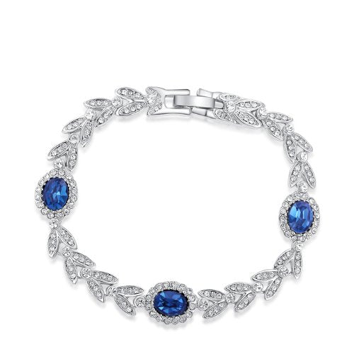 Asma Platinum Plated cz Blue Crystal Bracelet for Women