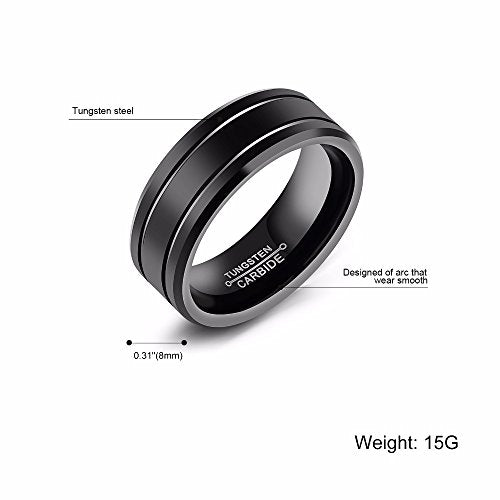 Asma Tungsten Steel Black Classic Style Charm Wedding Ring for Men