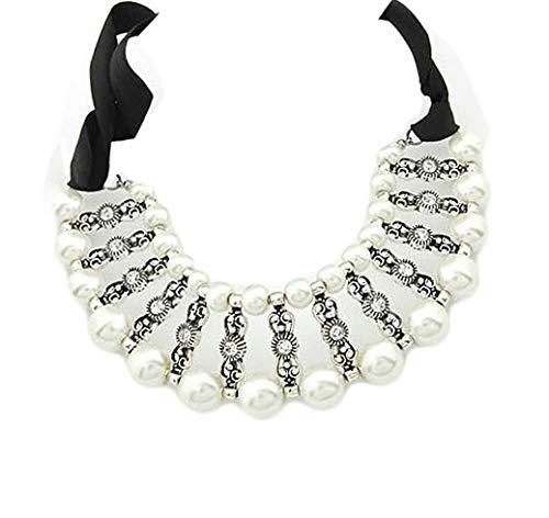 Asma Jewel House White Colour Stone Ribbon Necklace for Women and Girls