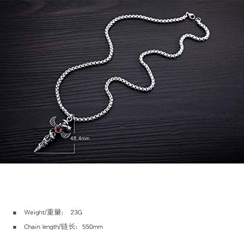 Asma Jewel House Snake-Shaped Phantom Wing Pendant Retro Domineering Cross Red cz Chain Necklace for Men/Boys