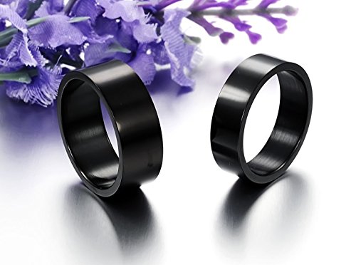 Asma Jewel House Black high Polish Simple Classic Circle Promise Band 316 L Stainless Steel Couple Ring