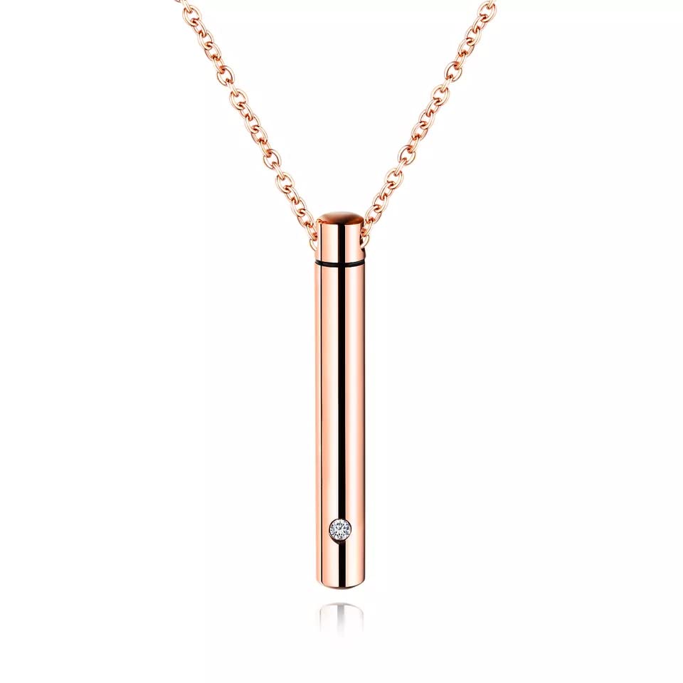 Asma Jewel House Gold Color Openable Cylinder Cremation Pendant Ashes Urn Memorial Keepsake Necklace For Men and Women