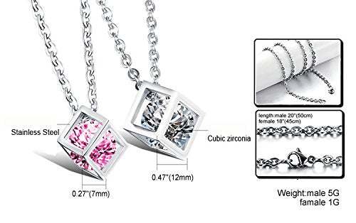 Asma Jewel House stainless steel cz couple chain with pendant set for men & women