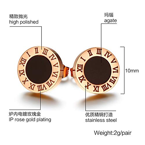 Asma Jewel House Numerals Letters Rose Gold-color Roman Love Stud Earrings for Women/Girls