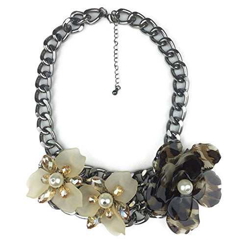 Asma Leopard Design 3 Flower Designer Necklace for Women