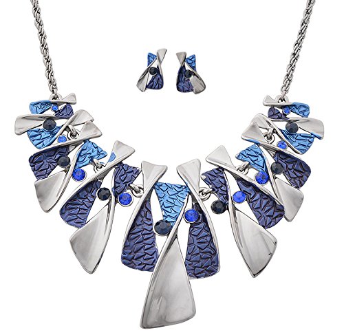 Asma luxury blue colour retro design necklace with earring for women