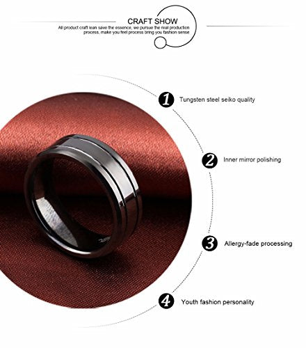 Asma Tungsten Steel Black Classic Style Charm Wedding Ring for Men