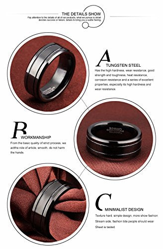 Asma Tungsten Steel Black Classic Style Charm Wedding Ring for Men