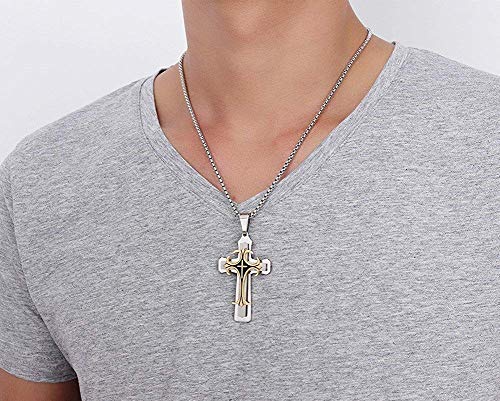 Asma Jewel House Stainless Steel Vintage Christian Crucifix Catholic Cross Pendant Necklace for Men/Boys