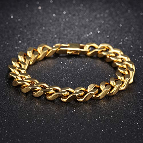 Asma Jewel House 316L stainless steel gold color curb chain bracelet for Men/Boys